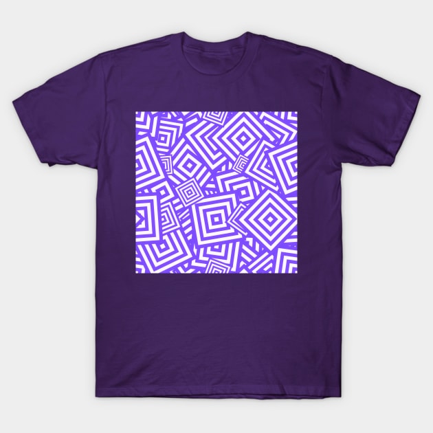 Funky Purple Tilted Squares Neo Geo Pattern T-Shirt by SeaChangeDesign